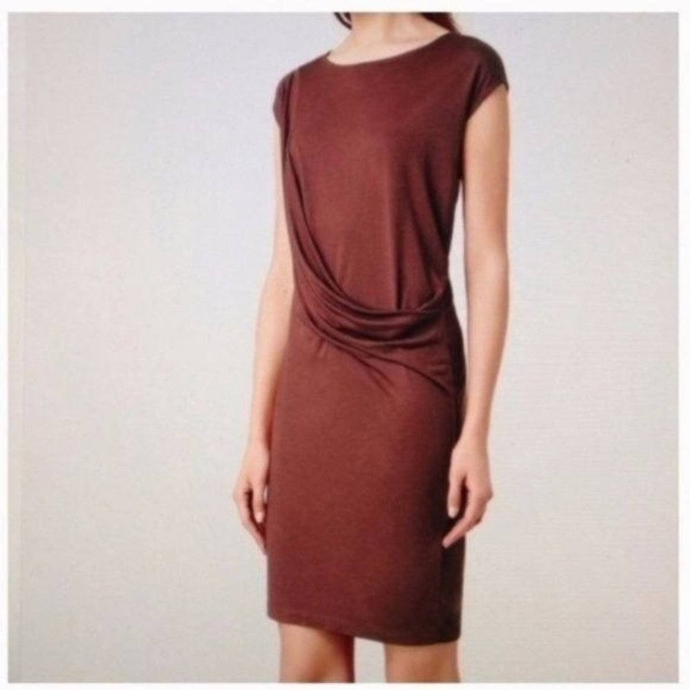 ALLSAINTS SABIE RUST MARL DRAPE RUCHED DRESS 6